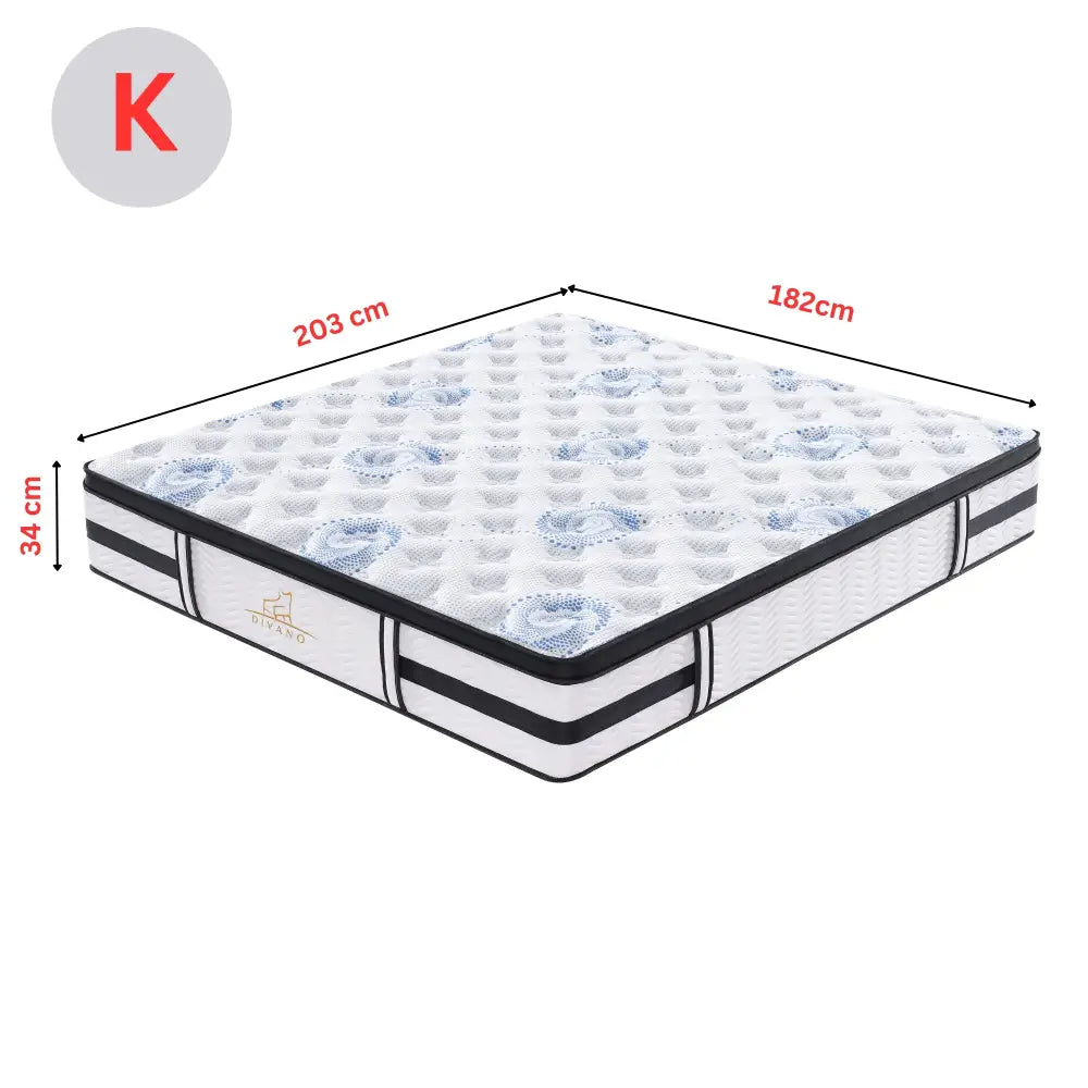 Majestic Rest King Size 7 Zones Luxury Premium Firm Pocket Spring 34cm Mattress - Furniture > Mattresses