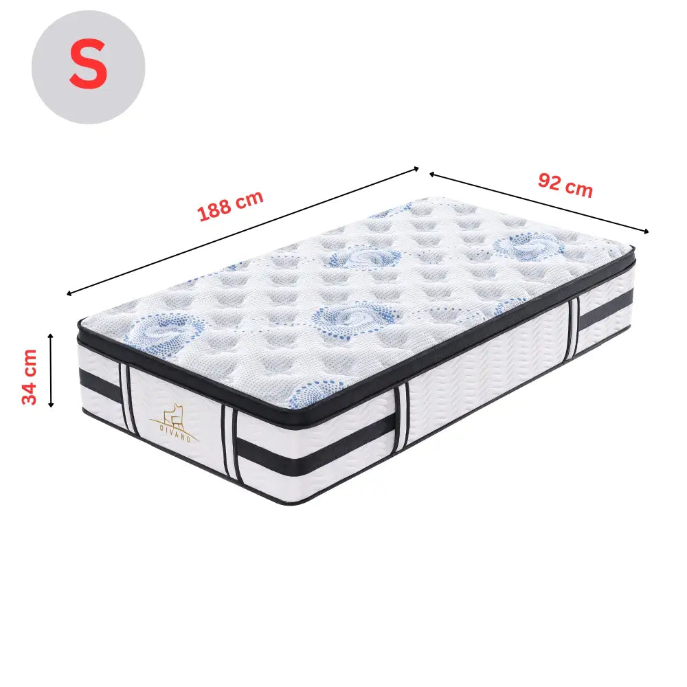 Majestic Rest Single Size 7 Zones Luxury Premium Firm Pocket Spring 34cm Mattress - Furniture > Mattresses