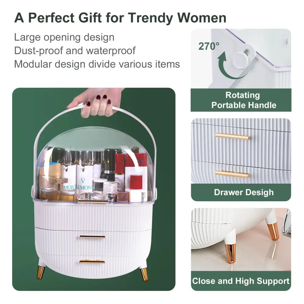 Make up Organizers Storage Vanity Cosmetics Skincare Display Cases Countertop Bathroom Gifts for Women - Health &
