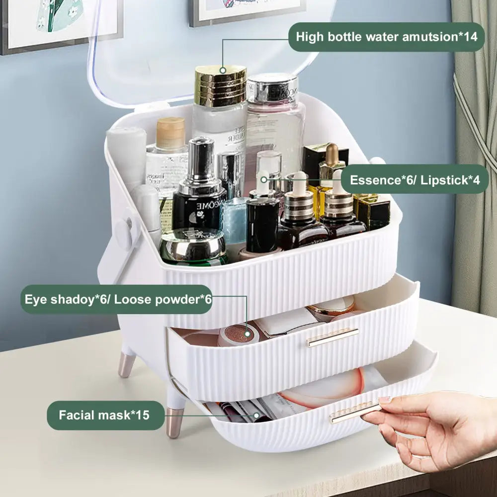 Make up Organizers Storage Vanity Cosmetics Skincare Display Cases Countertop Bathroom Gifts for Women - Health &