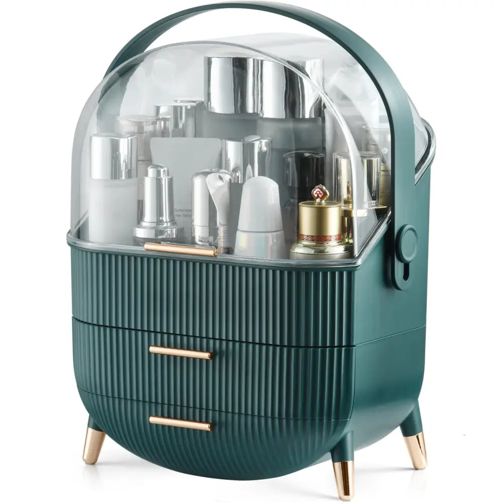 Make up Organizers Storage Vanity Cosmetics Skincare Display Cases Countertop Bathroom Gifts for Women Green - Health &