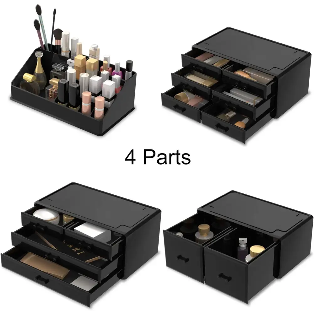 Makeup Cosmetic Organizer Storage with 12 Drawers Display Boxes (Black) - Home & Garden > Storage