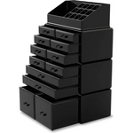 Makeup Cosmetic Organizer Storage with 12 Drawers Display Boxes (Black) - Home & Garden > Storage