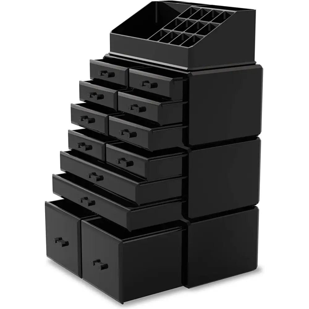 Makeup Cosmetic Organizer Storage with 12 Drawers Display Boxes (Black) - Home & Garden > Storage