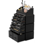 Makeup Cosmetic Organizer Storage with 12 Drawers Display Boxes (Black) - Home & Garden > Storage
