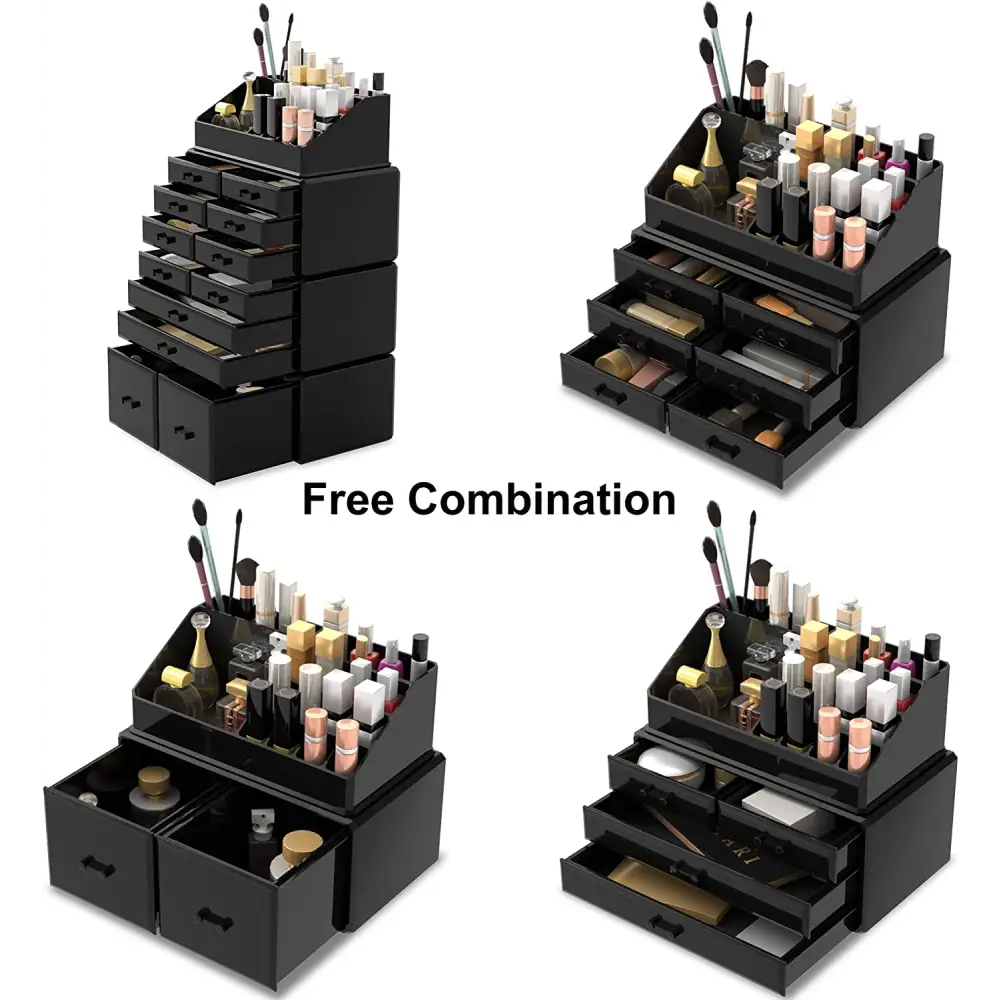Makeup Cosmetic Organizer Storage with 12 Drawers Display Boxes (Black) - Home & Garden > Storage