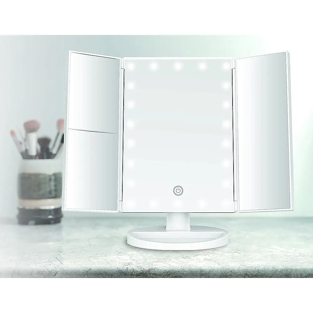 Makeup Mirror With LED Light Standing Mirror Magnifying Tri-Fold Touch - Health & Beauty > Bath & Body > Bath Additives