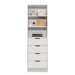 MALMO 3 SHELF 4 DRAWER WALK IN WARDROBE - WHITE - FLUTED - PULL BLACK - Home & Garden > Storage > Clothing & Wardrobe