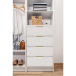 MALMO 3 SHELF 4 DRAWER WALK IN WARDROBE - WHITE - FLUTED - PULL BRASS - Home & Garden > Storage > Clothing & Wardrobe