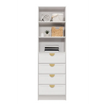 MALMO 3 SHELF 4 DRAWER WALK IN WARDROBE - WHITE - HAMPTONS - HALF MOON BRASS - Home & Garden > Storage > Clothing &