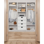 MALMO 3 SHELF 4 DRAWER WALK IN WARDROBE - WHITE - HAMPTONS - HALF MOON BLACK - Home & Garden > Storage > Clothing &