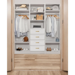 MALMO 3 SHELF 4 DRAWER WALK IN WARDROBE - WHITE - HAMPTONS - OVAL BRASS - Home & Garden > Storage > Clothing & Wardrobe