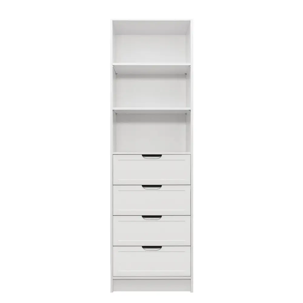 MALMO 3 SHELF 4 DRAWER WALK IN WARDROBE - WHITE - HAMPTONS - PULL BLACK - Home & Garden > Storage > Clothing & Wardrobe
