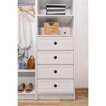 MALMO 3 SHELF 4 DRAWER WALK IN WARDROBE - WHITE - HAMPTONS - ROUND BLACK - Home & Garden > Storage > Clothing &