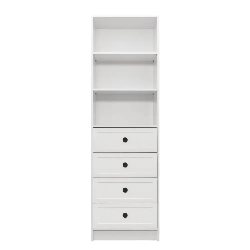 MALMO 3 SHELF 4 DRAWER WALK IN WARDROBE - WHITE - HAMPTONS - ROUND BLACK - Home & Garden > Storage > Clothing &