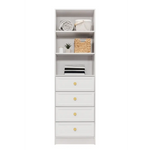 MALMO 3 SHELF 4 DRAWER WALK IN WARDROBE - WHITE - HAMPTONS - ROUND BRASS - Home & Garden > Storage > Clothing &