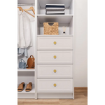 MALMO 3 SHELF 4 DRAWER WALK IN WARDROBE - WHITE - HAMPTONS - ROUND BRASS - Home & Garden > Storage > Clothing &