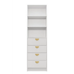 MALMO 3 SHELF 4 DRAWER WALK IN WARDROBE - WHITE - SLIM - HALF MOON BRASS - Home & Garden > Storage > Clothing &