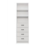 MALMO 3 SHELF 4 DRAWER WALK IN WARDROBE - WHITE - SLIM - OVAL BLACK - Home & Garden > Storage > Clothing & Wardrobe