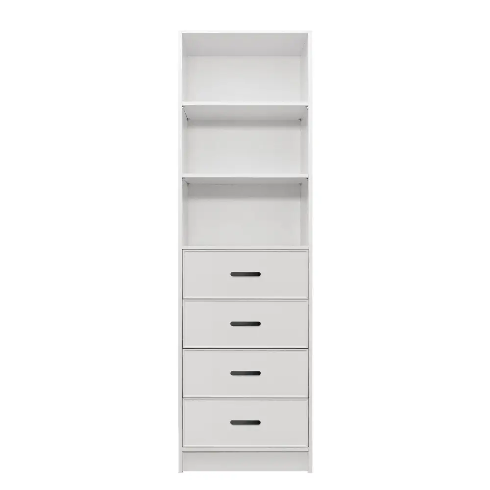 MALMO 3 SHELF 4 DRAWER WALK IN WARDROBE - WHITE - SLIM - OVAL BLACK - Home & Garden > Storage > Clothing & Wardrobe