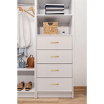 MALMO 3 SHELF 4 DRAWER WALK IN WARDROBE - WHITE - SLIM - OVAL BRASS - Home & Garden > Storage > Clothing & Wardrobe