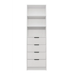 MALMO 3 SHELF 4 DRAWER WALK IN WARDROBE - WHITE - SLIM - PULL BLACK - Home & Garden > Storage > Clothing & Wardrobe