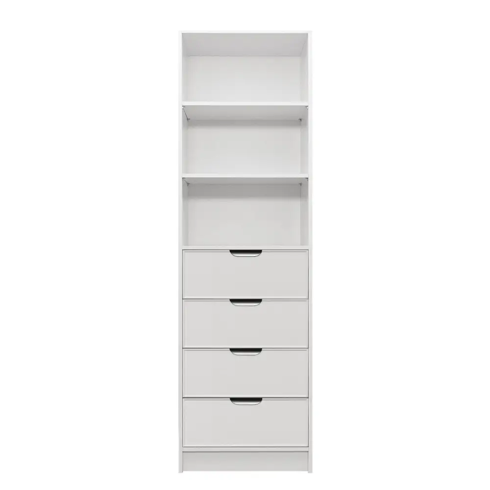 MALMO 3 SHELF 4 DRAWER WALK IN WARDROBE - WHITE - SLIM - PULL BLACK - Home & Garden > Storage > Clothing & Wardrobe