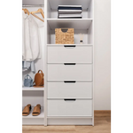 MALMO 3 SHELF 4 DRAWER WALK IN WARDROBE - WHITE - SLIM - PULL BLACK - Home & Garden > Storage > Clothing & Wardrobe