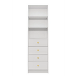 MALMO 3 SHELF 4 DRAWER WALK IN WARDROBE - WHITE - SLIM - ROUND BRASS - Home & Garden > Storage > Clothing & Wardrobe