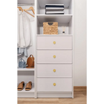 MALMO 3 SHELF 4 DRAWER WALK IN WARDROBE - WHITE - SLIM - ROUND BRASS - Home & Garden > Storage > Clothing & Wardrobe