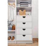 MALMO 3 SHELF 4 DRAWER WALK IN WARDROBE - WHITE - VJ PANEL - HALF MOON BLACK - Home & Garden > Storage > Clothing &