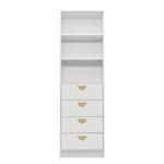 MALMO 3 SHELF 4 DRAWER WALK IN WARDROBE - WHITE - VJ PANEL - HALF MOON BRASS - Home & Garden > Storage > Clothing &