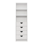 MALMO 3 SHELF 4 DRAWER WALK IN WARDROBE - WHITE - VJ PANEL - HALF MOON BLACK - Home & Garden > Storage > Clothing &