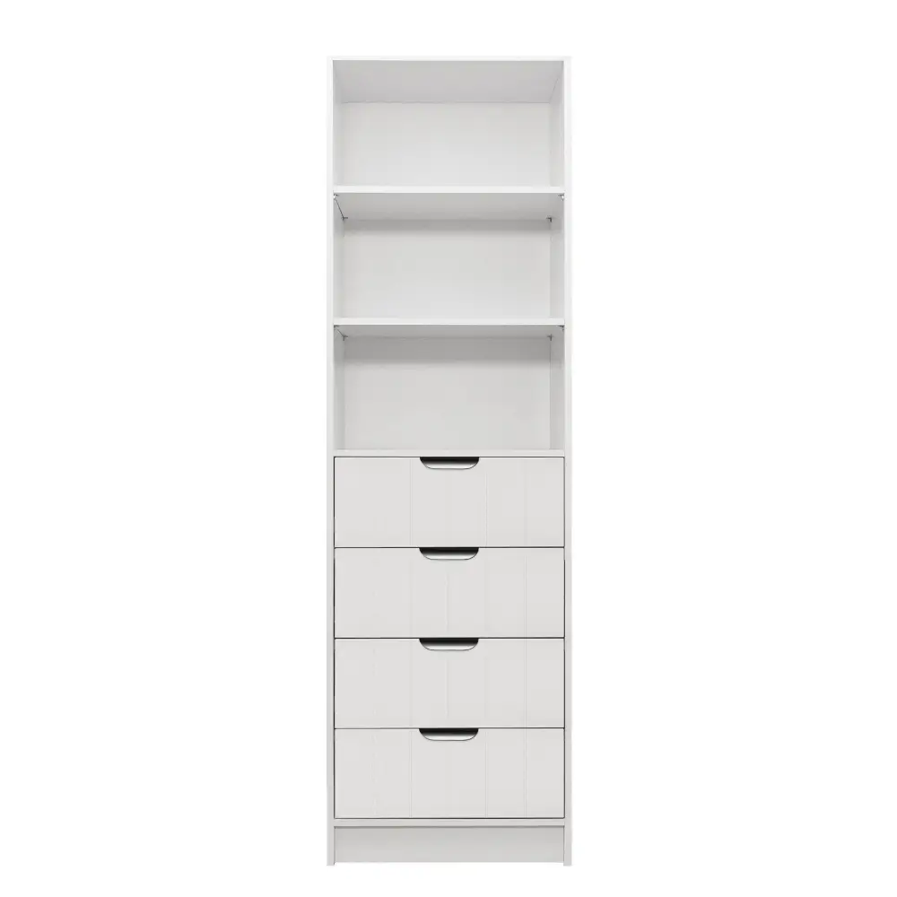 MALMO 3 SHELF 4 DRAWER WALK IN WARDROBE - WHITE - VJ PANEL - PULL BLACK - Home & Garden > Storage > Clothing & Wardrobe