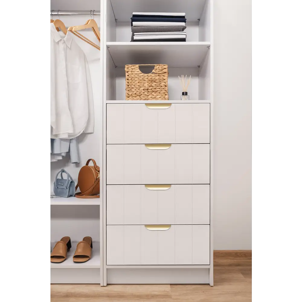 MALMO 3 SHELF 4 DRAWER WALK IN WARDROBE - WHITE - VJ PANEL - PULL BRASS - Home & Garden > Storage > Clothing & Wardrobe