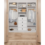 MALMO 3 SHELF 4 DRAWER WALK IN WARDROBE - WHITE - VJ PANEL - ROUND BLACK - Home & Garden > Storage > Clothing &