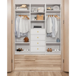 MALMO 3 SHELF 4 DRAWER WALK IN WARDROBE - WHITE - VJ PANEL - ROUND BRASS - Home & Garden > Storage > Clothing &