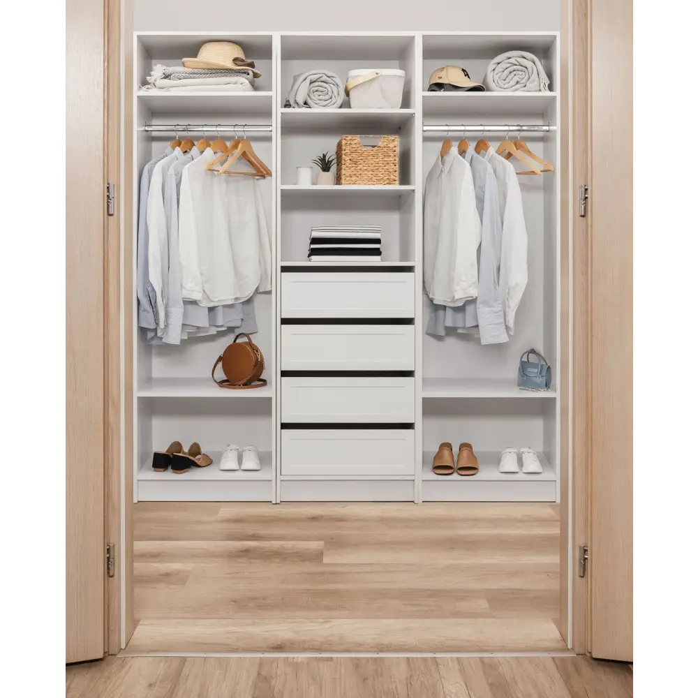 MALMO THREE SHELF/FOUR DRAWER WALK IN WARDROBE - HAMPTONS - Home & Garden > Storage > Clothing & Wardrobe Storage