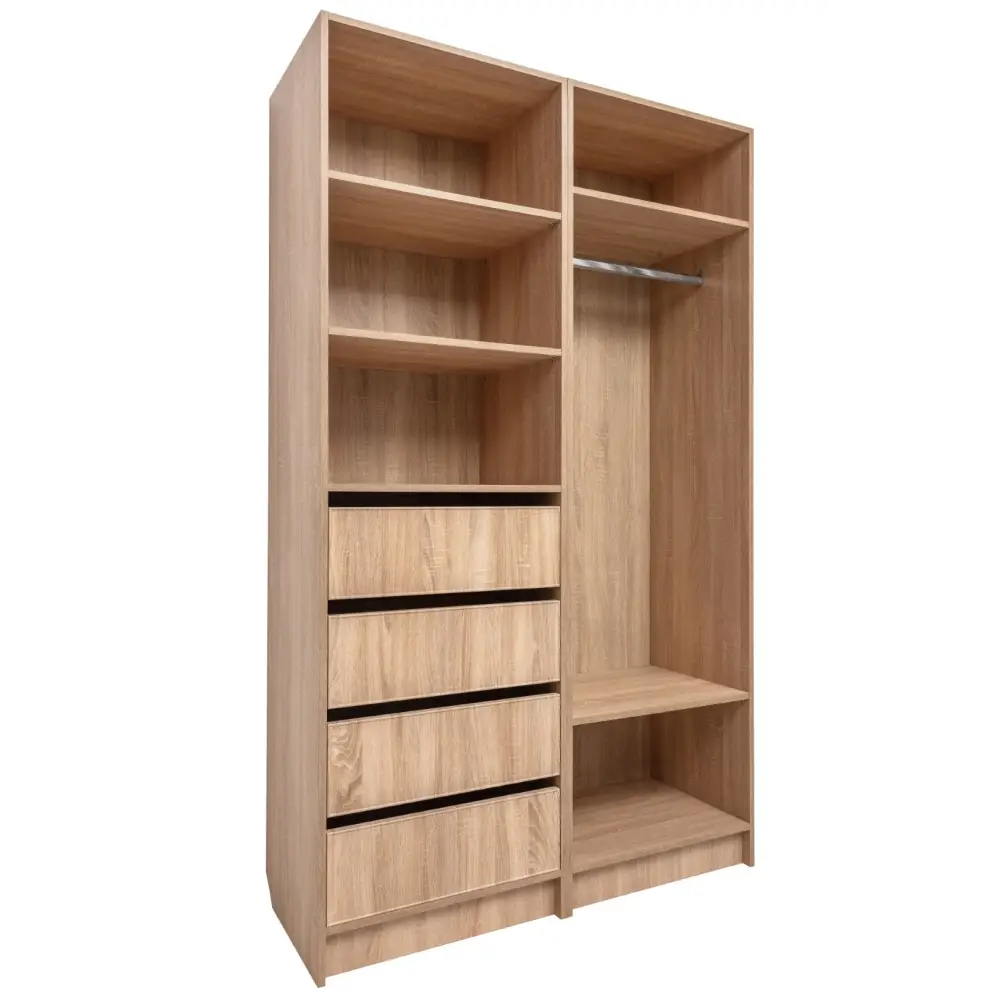 MALMO THREE SHELF/FOUR DRAWER WALK IN WARDROBE - SLIM SHAKER - NATURAL OAK - Home & Garden > Storage > Clothing &