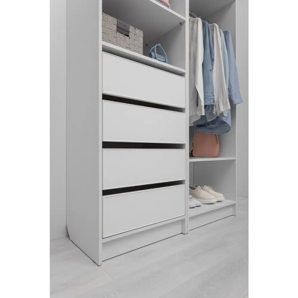 MALMO THREE SHELF/FOUR DRAWER WALK IN WARDROBE - SLIM SHAKER - WHITE - Home & Garden > Storage > Clothing & Wardrobe