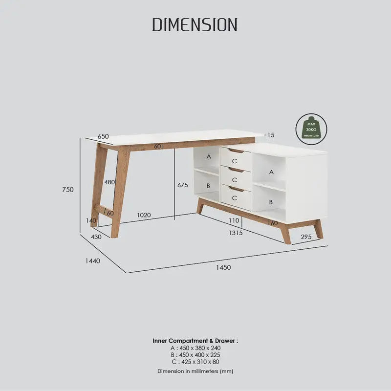 Mando Study Desk Working Station - Furniture > Office > Desks