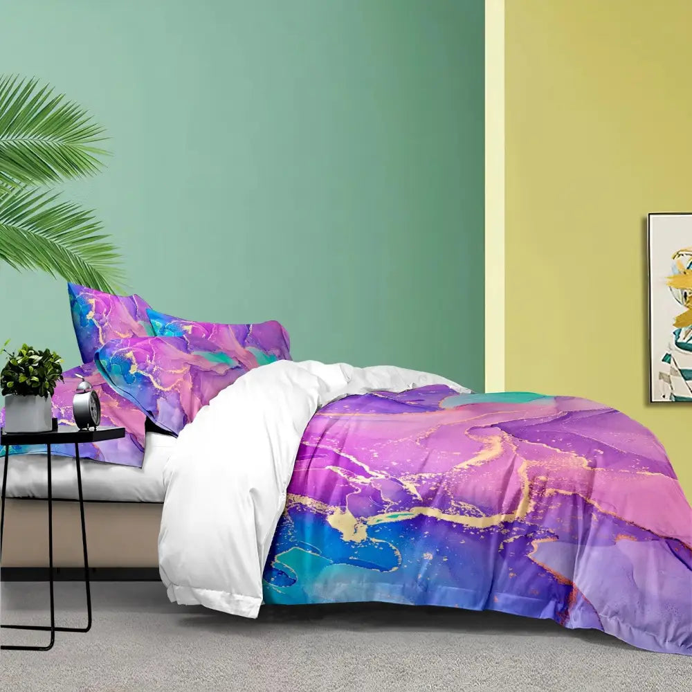 Marble Comforter Set Queen Size Warm Quilted Microfiber Bedding - Home & Garden > Bedding > Quilts & Duvets