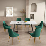 Marbleous Green Velvet Dining Set - Furniture > Dining
