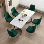 Marbleous Green Velvet Dining Set - Furniture > Dining