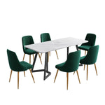 Marbleous Green Velvet Dining Set - Furniture > Dining