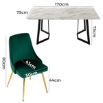 Marbleous Green Velvet Dining Set - Furniture > Dining