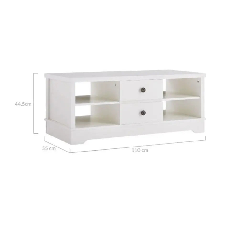 Margaux White Coastal Style Coffee Table with Drawers - Furniture > Living Room