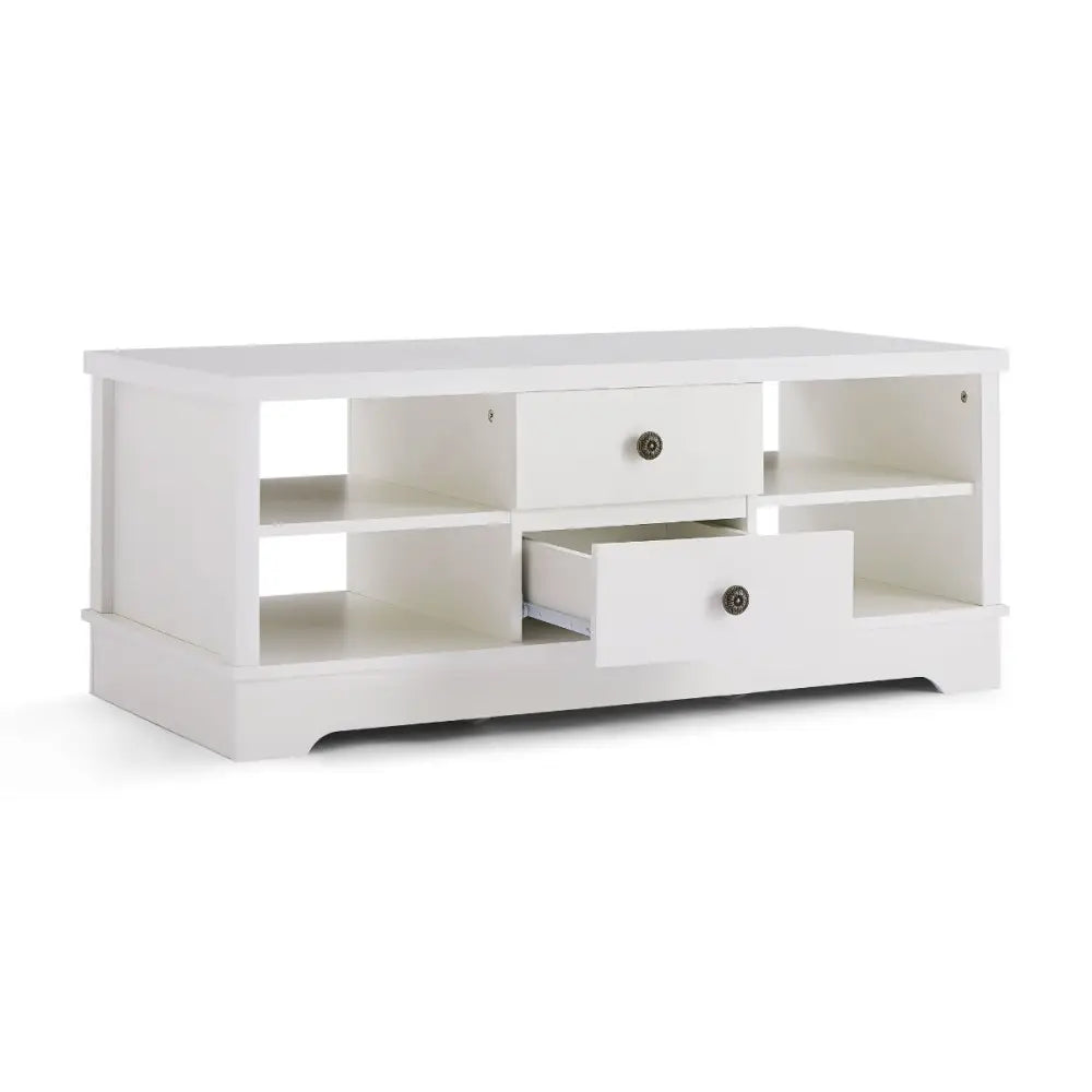 Margaux White Coastal Style Coffee Table with Drawers - Furniture > Living Room