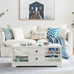 Margaux White Coastal Style Coffee Table with Drawers - Furniture > Living Room