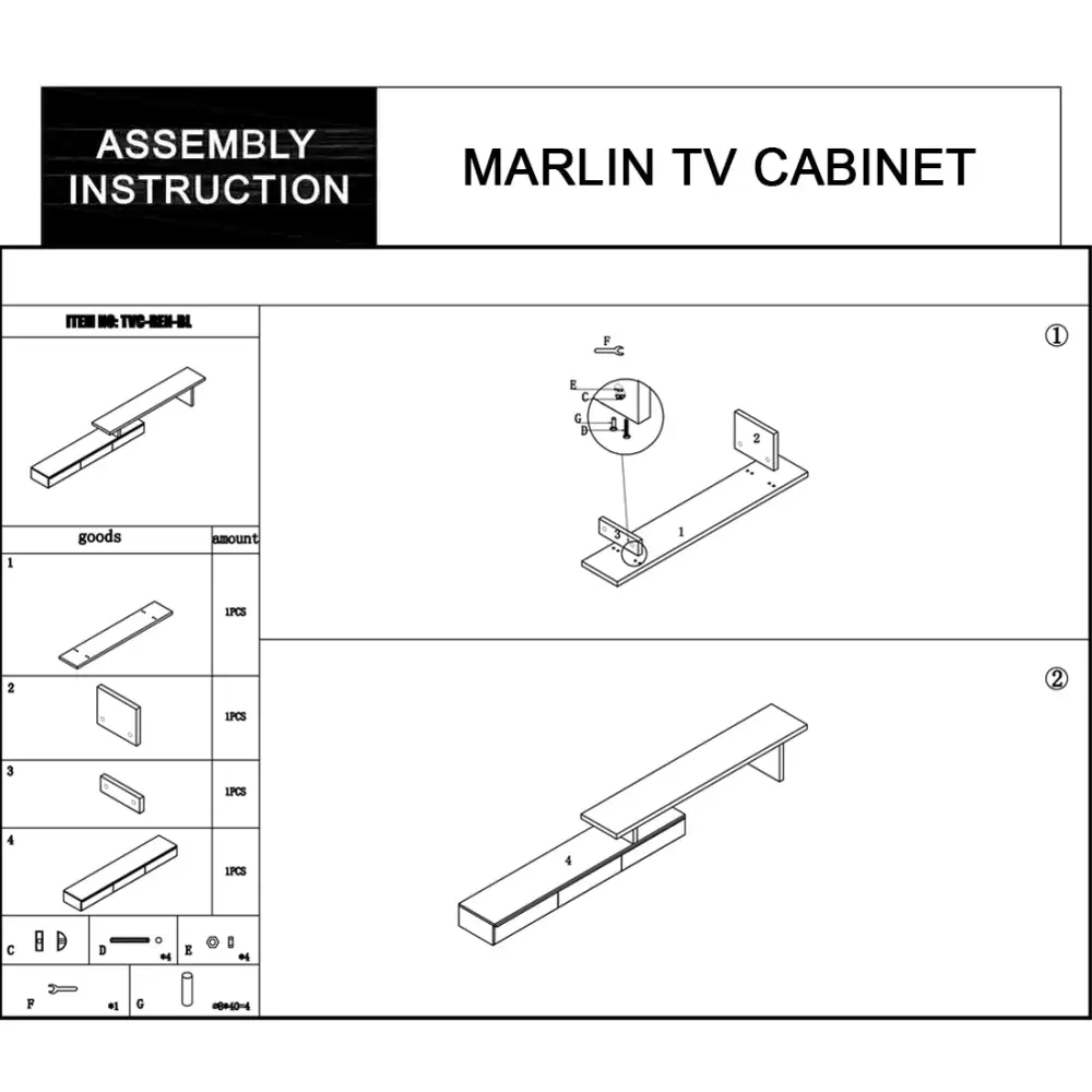 Marlin Tv Unit White - Furniture > Living Room